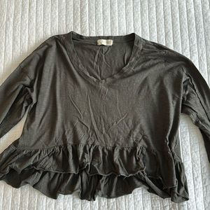Altar’d state ruffle long sleeve crop top